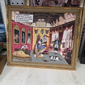 Vintage Like Felted Framed English Nursery Rhyme Art